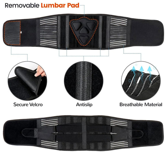 Body Lumbar Back Brace - removable lumbar pad