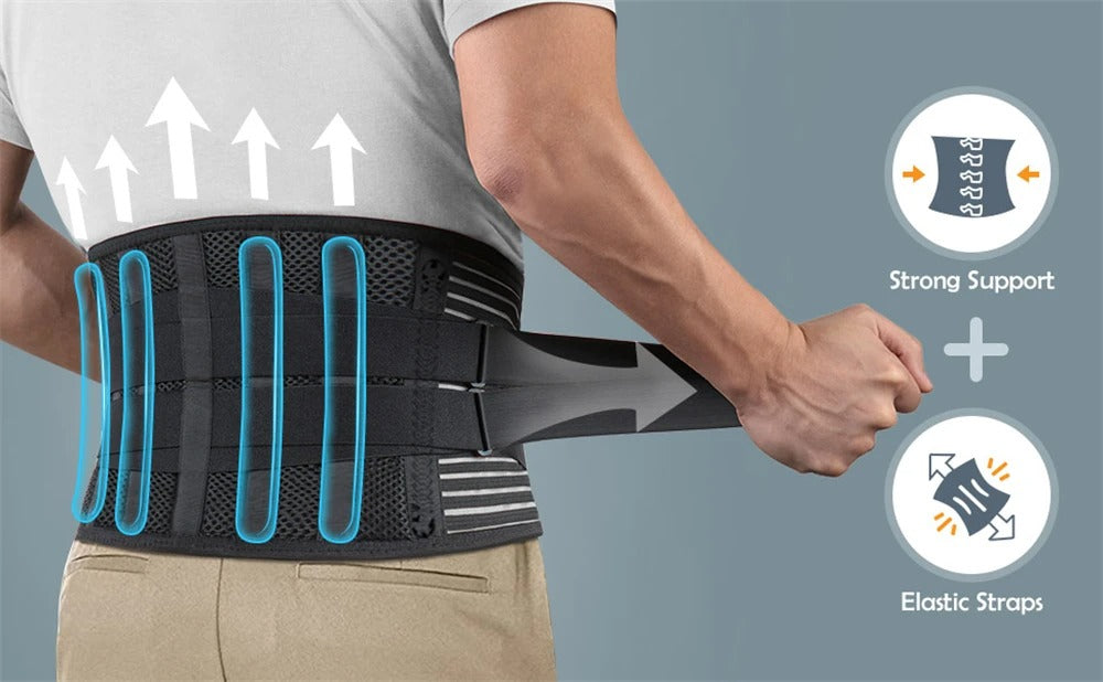 Body Lumbar Back Brace - strong support and elastic straps